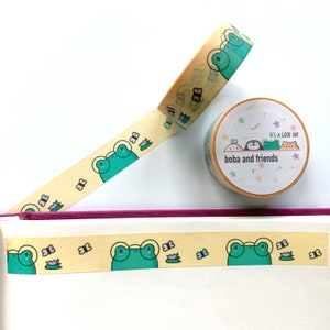 Kaeru Washi Tape | washi mignon, grenouille mignonne, papeterie, journalisation, bujo, washi jaune