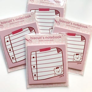 Biscuit&#39;s Notebook Sticky Memo Pad | cute sticky notes, cute memos, aesthetic, cute bear, stationery, journal, penpal