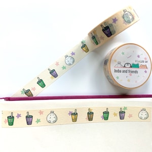 Boba Drinks Washi Tape | cute washi, bubble tea, boba, cute stationery, pastel