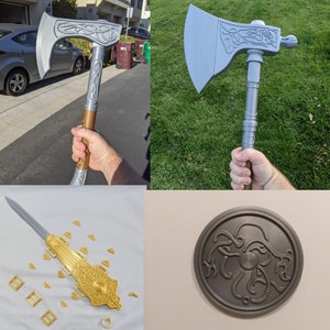 Eivor Collection - Both Axes, Hidden Blade, and Tunic Clip - AC Valhalla Cosplay Replica Kit