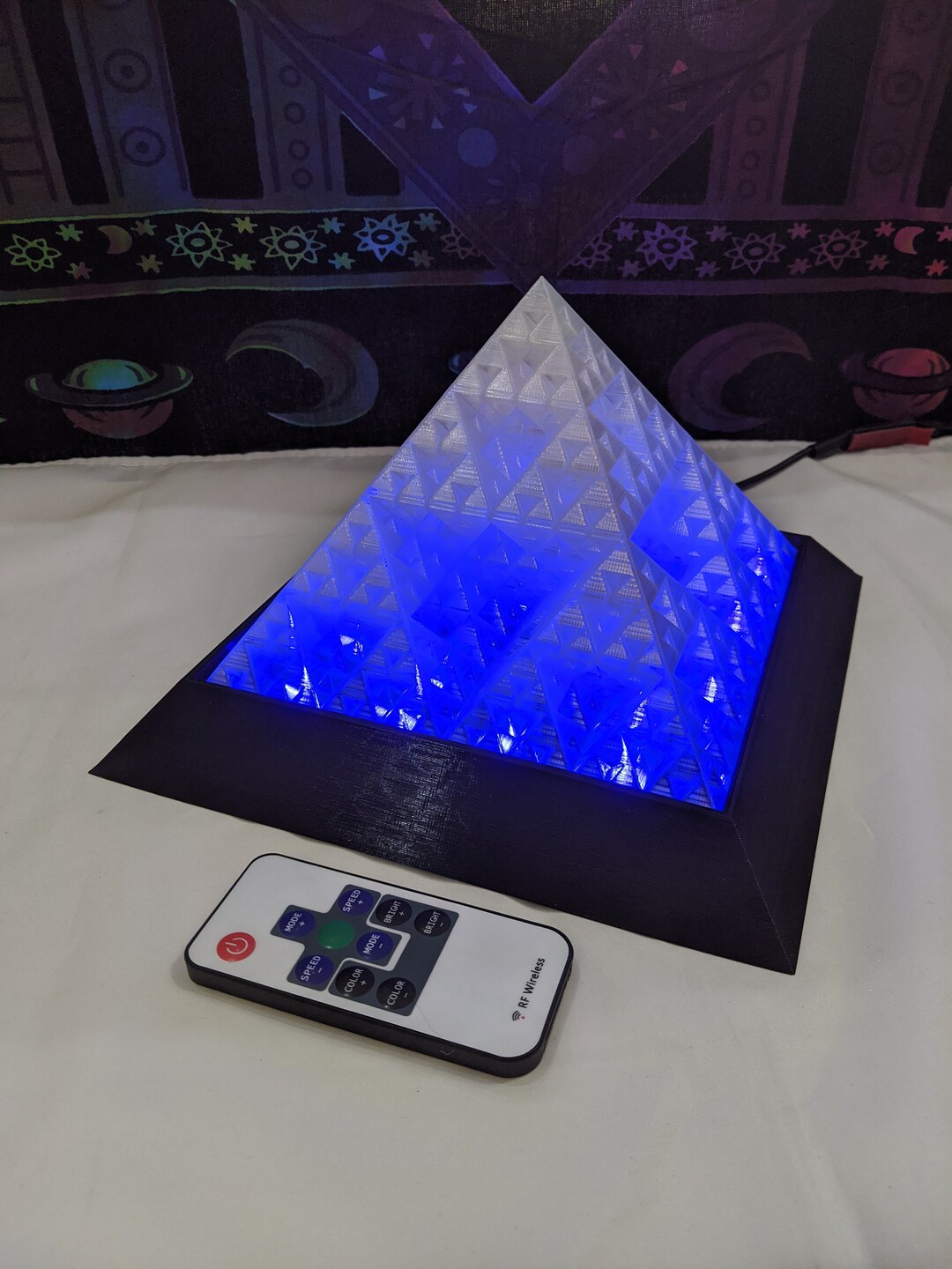 Fractal Pyramid Color Changing LED Lamp With Remote - Etsy