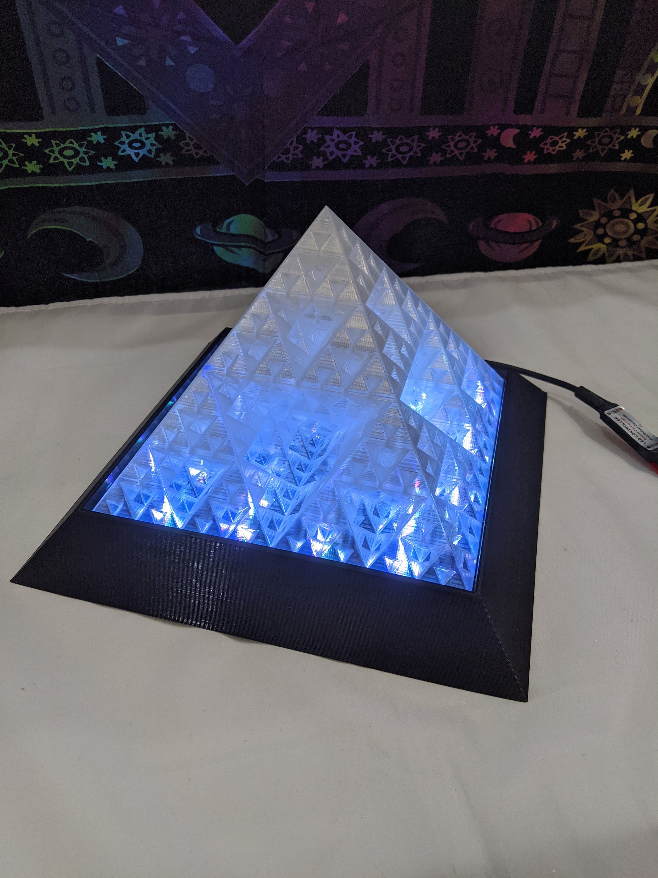 Fractal Pyramid Color Changing LED Lamp With Remote - Etsy