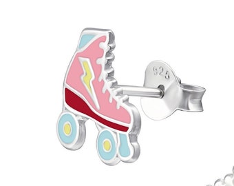 Roller Skate Ear Studs met Epoxy/Roller Blades/Kids Oorbellen/Sieraden/Fashion Studs/Girls/925 Sterling Silver/Bar studs/Children/Roller Rink