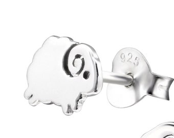 Silver Sheep Ear Studs/Animal Earrings/Kids Earrings/Jewelry/Fashion Studs/Girls/925 Sterling Silver/Bar studs/Children/Adults/Farm