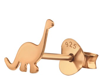 Rose Gold Dinosaur Ear Studs/Kids Oorbellen/Sieraden/Bar Studs/Meisjes/925 Sterling zilver/Rose Gold/Crystal Oorbellen/Archeologisch/prehistorisch