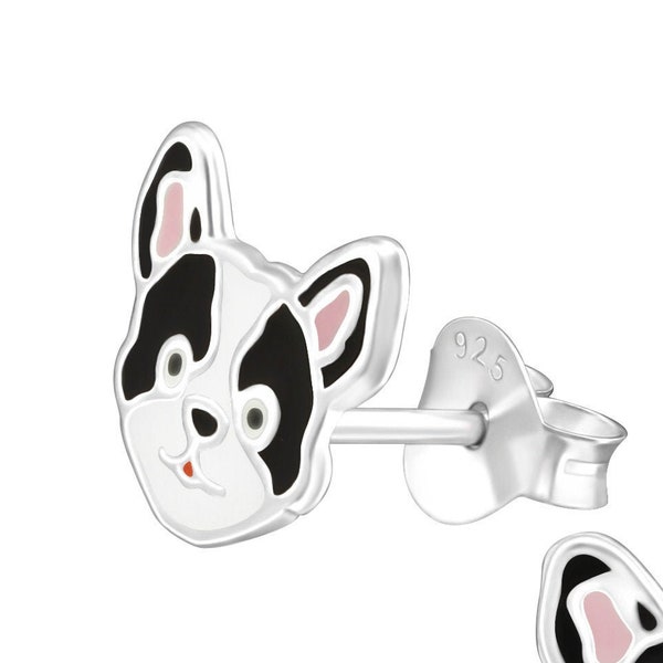 Dog Ear Studs | Girls | 925 Sterling Silver| Cute Kids Earrings | Puppy Lovers | Fashion Studs | Jewelry | Children | French Bulldog