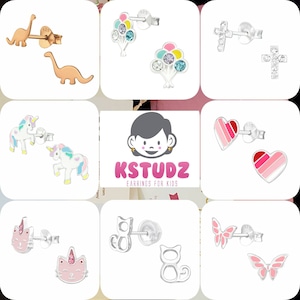 Earring Sets/Jewelry/Bar Studs/Girls Gift sets/925 Sterling Silver/Crystal/Safety Back/Hypoallergenic/Children/Mix and Match Kids Bundles