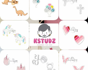 Oorbelsets/Sieraden/Bar Studs/Meisjes Geschenksets/925 Sterling Zilver/Kristal/Veiligheidsrug/Hypoallergeen/Kinderen/Mix and Match Kinderbundels