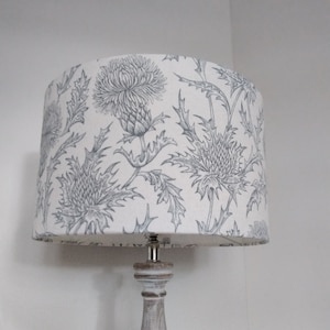 Blue White Red Yellow Drum Lampshade Floral Thistle Design