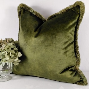 Luxe groen oranje kussen fluweel vierkant borstel gefranjerd verspreide kussenhoes voor banken, stoelen, bedden, banken.