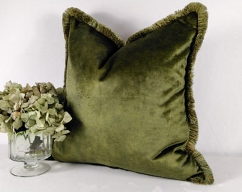 Luxury Green Orange Cushion Velvet Square Brush Fringed Scatter Cushion Cover For Sofas, Chairs, Beds, Benchs.
