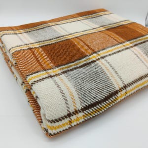 Orange & brown plaid cotton blanket and throw, soft and cosy, gentler on the skin, 59&quot;/79&quot; (150/200cm)