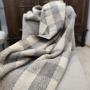 Very warm and thick blanket.   100% woolen blanket, &quot;Dark plaid wool blanket &quot;, 59&quot;/79&quot; (150/200cm). From natural white and black sheep.