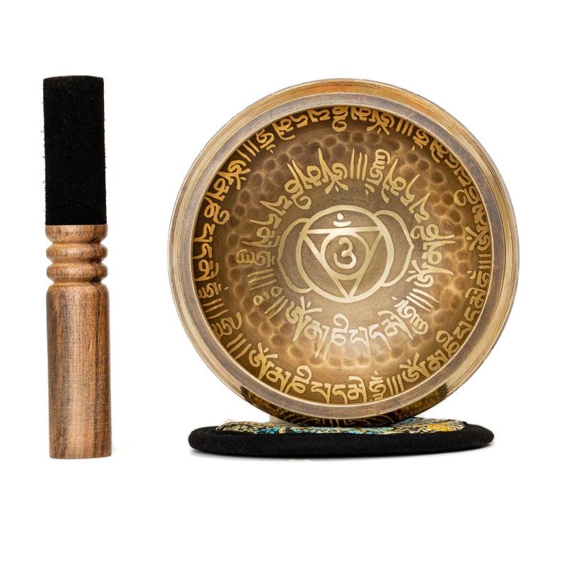 Sale Tibetan Singing Bowl With Holy Buddhist Mantra  4.2'-Antique design suitable for Yoga, Meditation and Sound Healing 