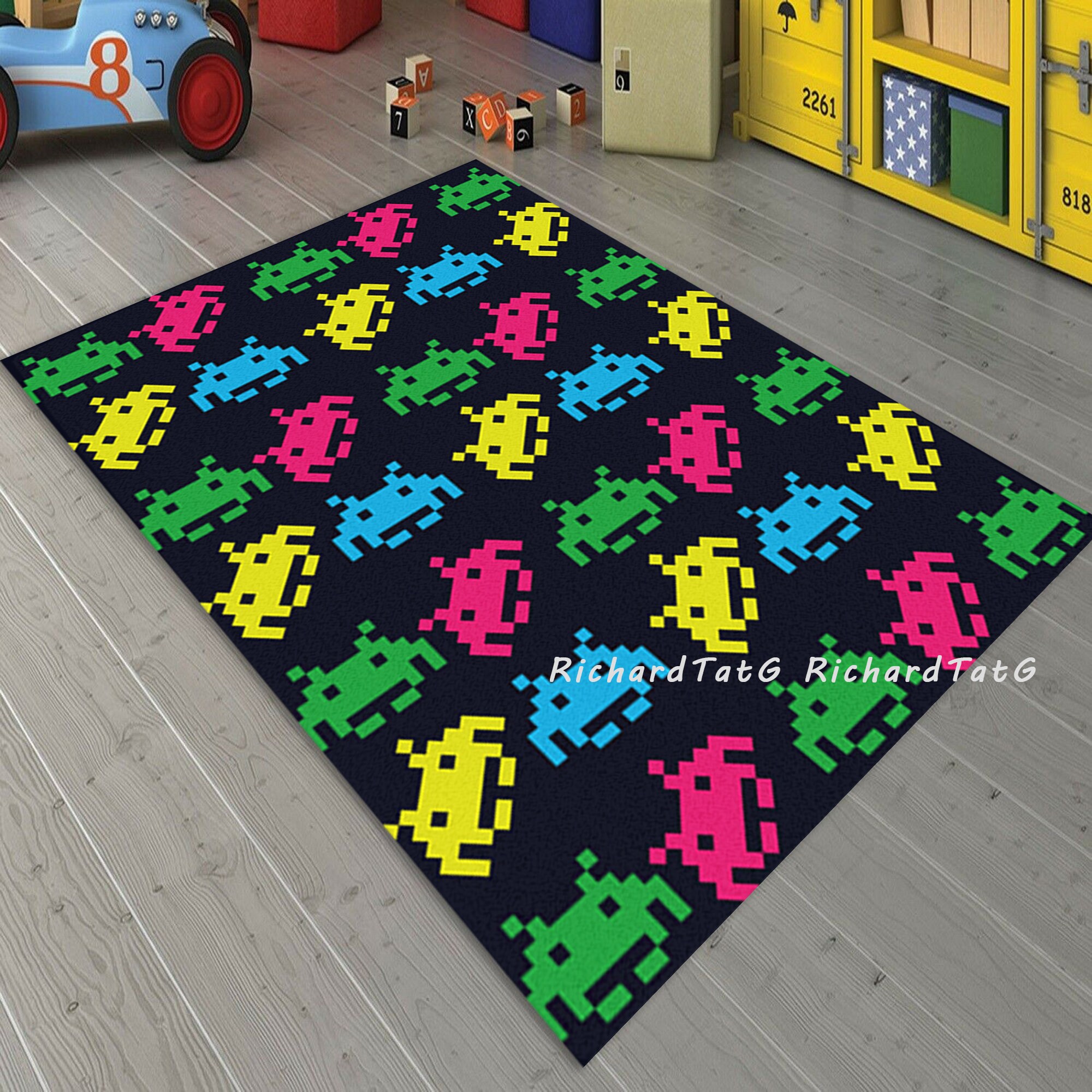 Variety Retro Video game Rug Game Room carpet Decor Etsy