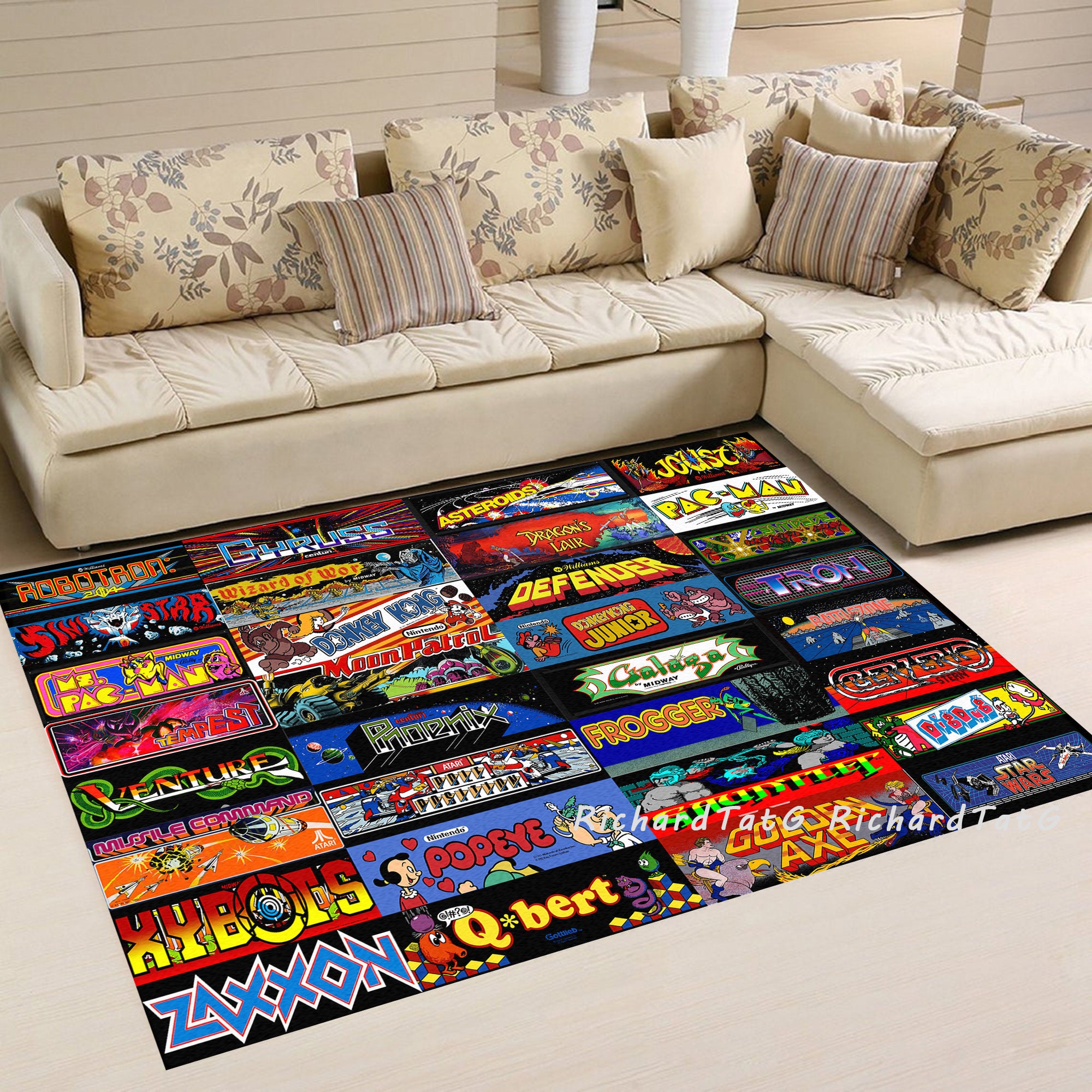Video Game Arcade Marquee collections Rug Classic Arcade Etsy
