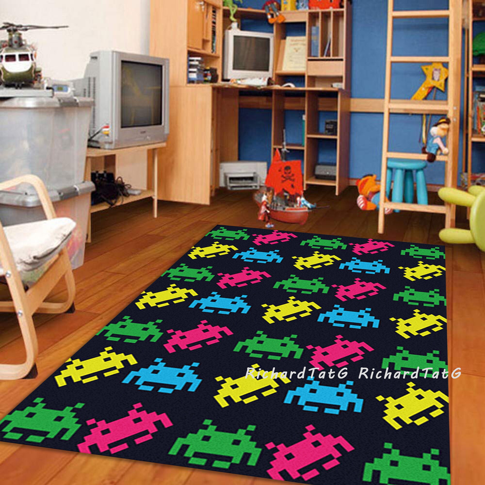 Variety Retro Video game Rug Game Room carpet Decor Etsy