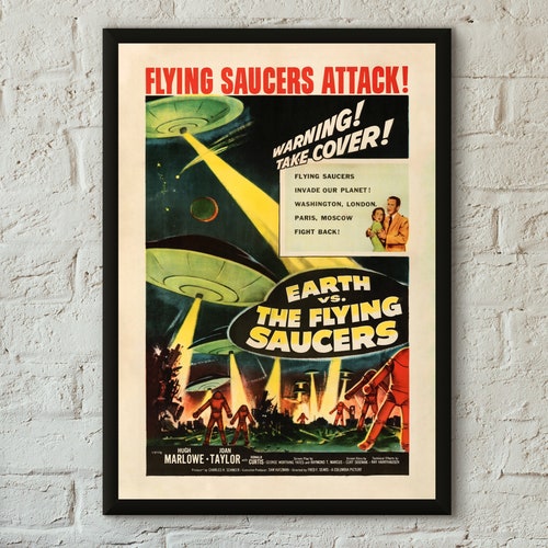 Affiche du film La Terre contre les soucoupes volantes - impression professionnelle - impression science-fiction La Terre contre les soucoupes volantes de qualité studio