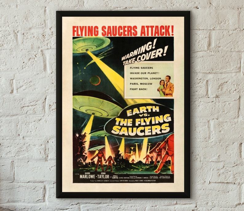 Earth Vs. the Flying Saucers Movie Poster Professionally Etsy