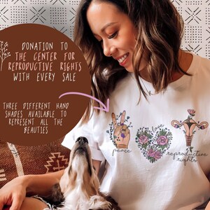 Pro Choice Shirt Peace Love Reproductive Rights Feminist Social Justice Human and Womens Rights Floral Uterus Shirt (Shade 2)
