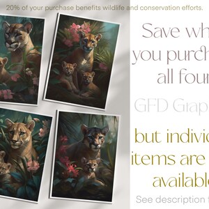 Druckbare Wandkunst & Grußkarten 4er Set Muttertag Digitaler Download Wild Moms: Florida Panther and Cubs Collection, FL Series Bild 7