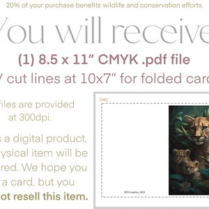 Printable Wall Art & Greeting Card 1 Mothers Day Digital Download Wild Moms: Florida Panther and Cubs Collection, FL Series FL-P-17 zdjęcie 3