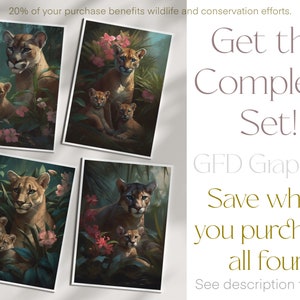 Printable Wall Art & Greeting Card 1 Mothers Day Digital Download Wild Moms: Florida Panther and Cubs Collection, FL Series FL-P-17 zdjęcie 6