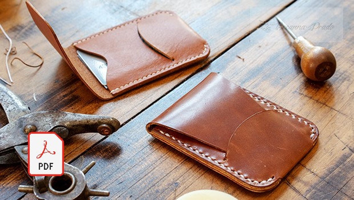 Leather Card holder pattern with Stitch LINES PDF pattern Etsy