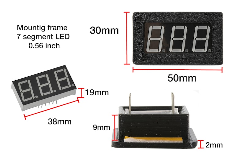 0.56 Inch 7 Segment LED Display Mounting Frame - Frame Case THREE Digit ...
