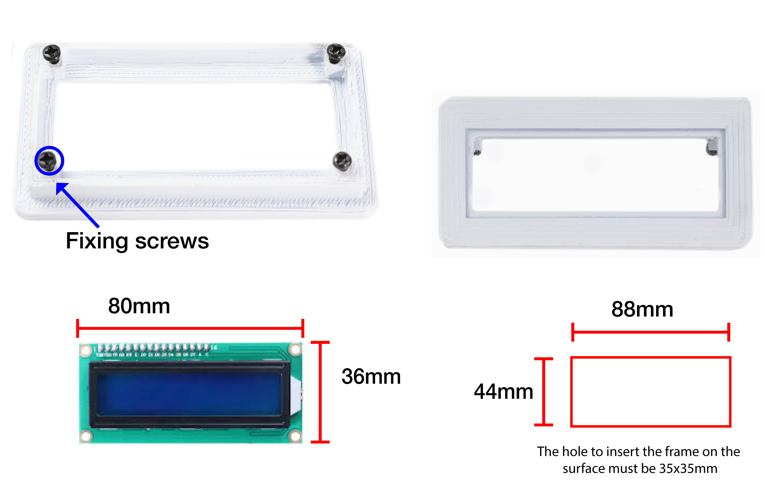 Frame Case Built-in LCD 1602 Housing Box Protection Arduino Raspberry ...