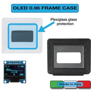 Carcasa con marco integrado, pantalla LCD OLED de 0,96", protección para Arduino y Raspberry Pi, pantalla de 128x64