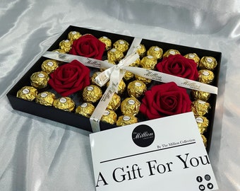 Ferrero Rocher Chocolates and Eternity Forever Roses | VALENTINES DAY GIFT for him or her