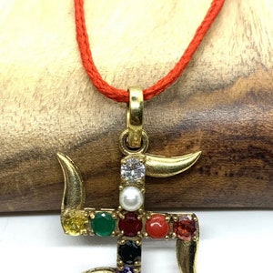 Aghori Navratna Graha Gemstone Swastik Necklace mantra charged and energised.