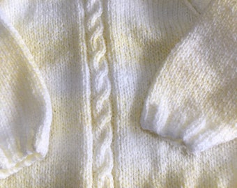 Hand Knitted lemon jumper and Beanie 1 Year