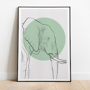 Elefanten Druck, minimalistische Elefanten Kunst, Elefant Linie Zeichnung