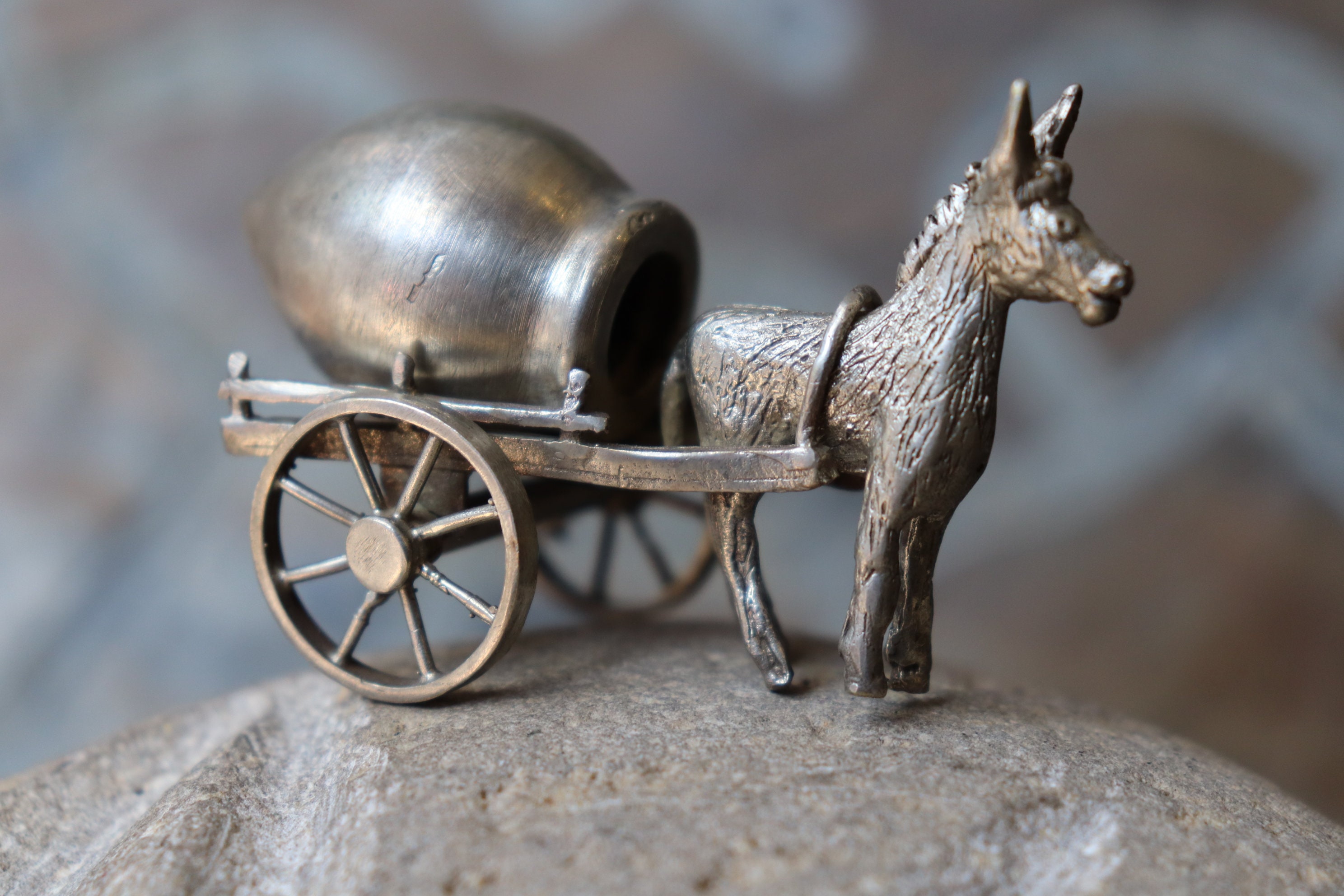 Miniature Sculpture, Donkey and Cart, Brass Figurine Etsy UK