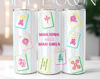 Mahjong Tumbler- 20oz Stainless Steel, Straw & Brush