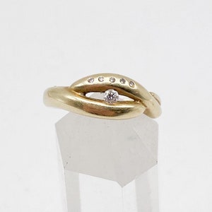 14k Gelbgold Ring Goldring mit 0,85 Diamant Brillant Steinen 585er Gold Ring - Größe 54/55 - 17,4 mm