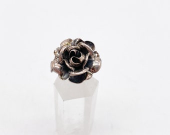 60er Jahre Silberblumenring Rosen, Vintage Schmuck Ring, 925 Silber, Größe 61/62, 19,5 mm