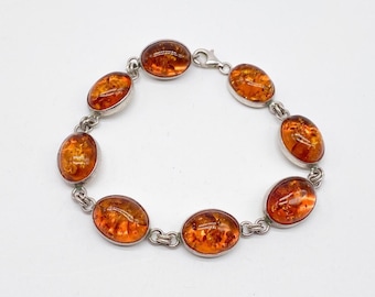 Bracelet Année 1970 - Couleur Or, Cabochon Orange, Modèle 534, Occasion