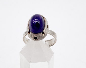 Martti Viikinniemi, Vintage Silberring mit Amethyst, Modernist, (Finnland) - aus altem 830 Silber Größe 58 - 18,5 mm