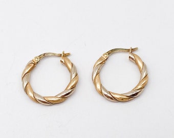 585 Gold 14k Vintage Ohrringe Kreolen Creolen mit wunderschönem Muster echtes Gold mittelgroß