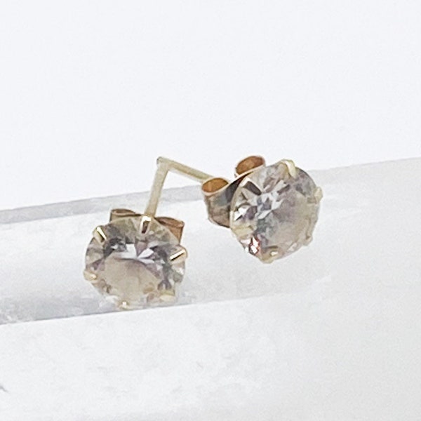 14k 585 Gold Vintage Ohrringe mit weißem Kristall Stein
