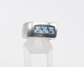 Massiver Marc O' Polo Vintage Ring aus 925 Silber mit blauem Topas Steinen Größe 55/56 - 17,6 mm