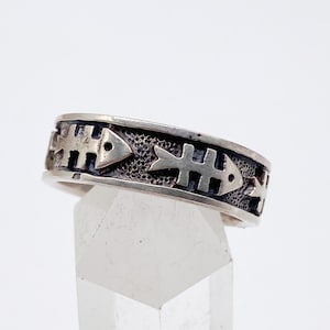 Fisch Vintage Ring aus 925 Silber - Größe 64 - 20,4 mm - Männerring