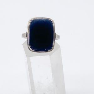 60er Jahre Onyx Vintage Ring aus altem 835 Silber schwarz Größe 58 - 18,5 mm
