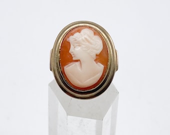 60er Jahre 8k 333 Gold Ring mit Kamee - Größe 55 - 17,5 mm