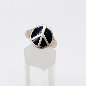 70er Jahre Silber Peace Ring, Vintage Schmuck Ring, 925 Silber, Größe 54, 17,2 mm