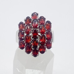90er Anello in argento 925 con pietra granata Pietra rossa - Taglia 56/57 17,9 mm