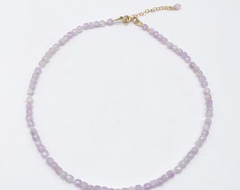 Handgefertigte Kette mit rosa Kunzit 925 Silber neu zusammengestellt